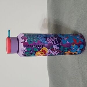 STARBUCKS 2022 Summer Pink‎ & Purple Floral Jungle Water Bottle with Strap